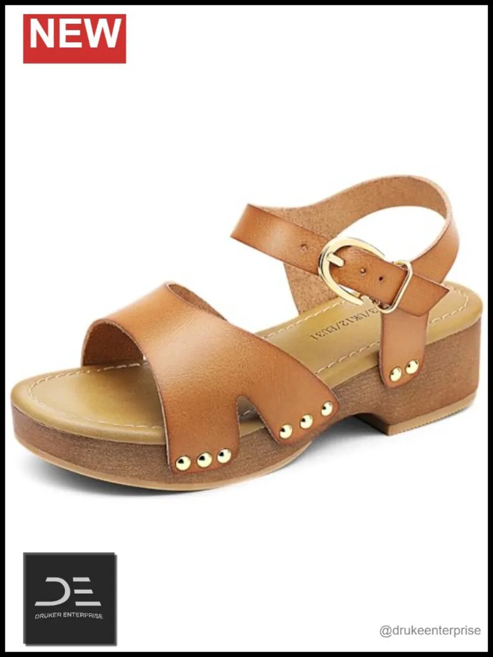 Girls Platform Sandals - Faux Leather Ankle Strap Open Toe Heels